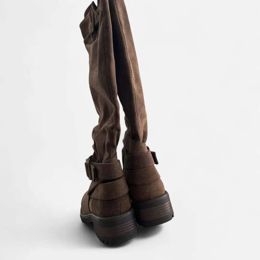 Brown suede like Slouchy y2k style Knee High Boots – Y2K Indie Cowgirl rave 6.5